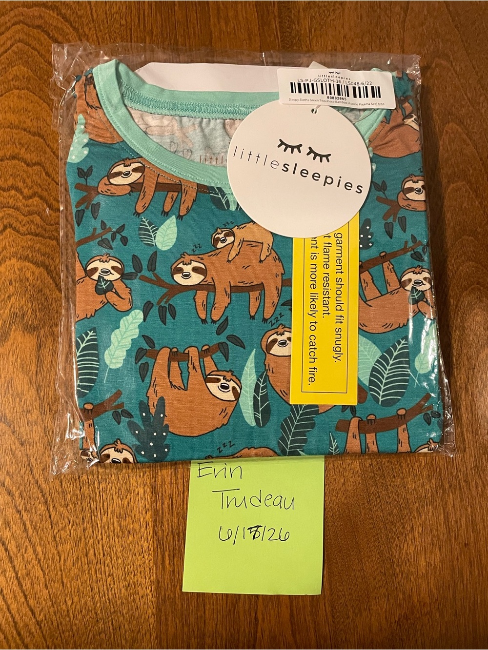 Little Sleepies Green Sloths PJs
